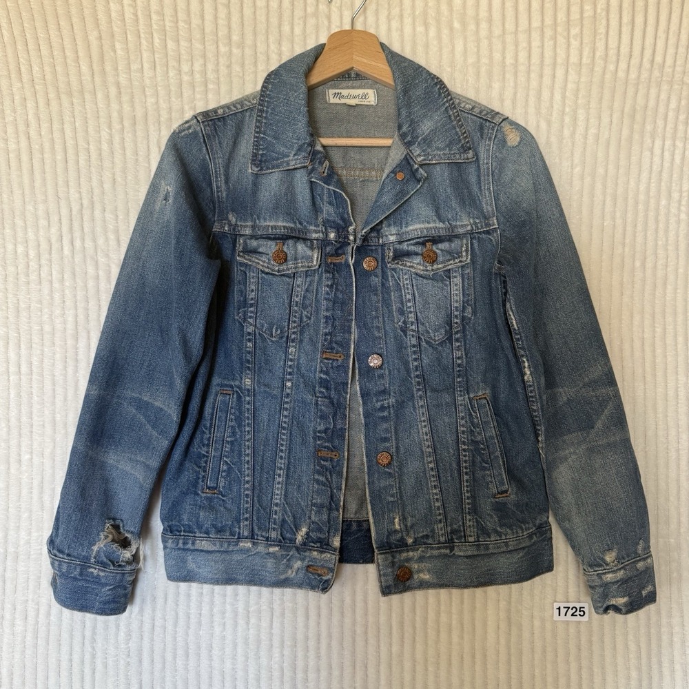 Madewell Jean Jacket Women's Medium Trucker Blue Denim 100% Cotton Pockets